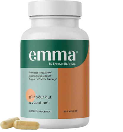 Emma Gut Health Relief Supplement, Doctor Endorsed Formula for Women & Men, Leaky Gut & Digestive Support for Constipation, Bloating & Gas Relief with Berberine, Resveratrol, Quercetin, 60 Capsules