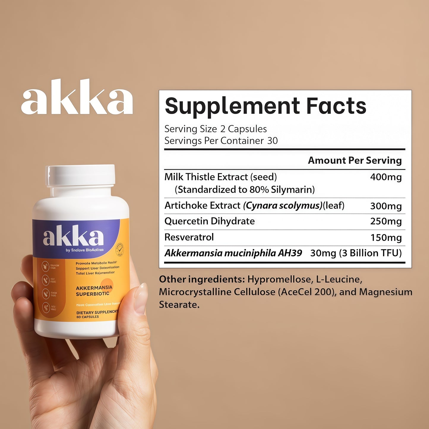 AKKA - Akkermansia Probiotic Liver Cleanse Detox & Repair - Liver Health Supplement for Energy, Digestion & Metabolism with Akkermansia Muciniphila Superbiotics, Non-GMO, Gluten-Free, 1-Pack